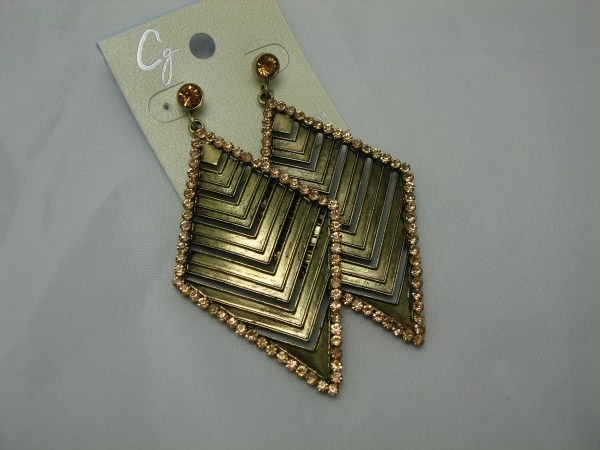 Crystal Stone Gold Tone Earring